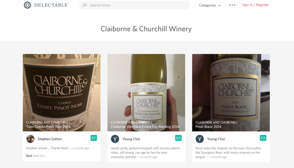 Delectable, wine, wine app, claiborne & churchill